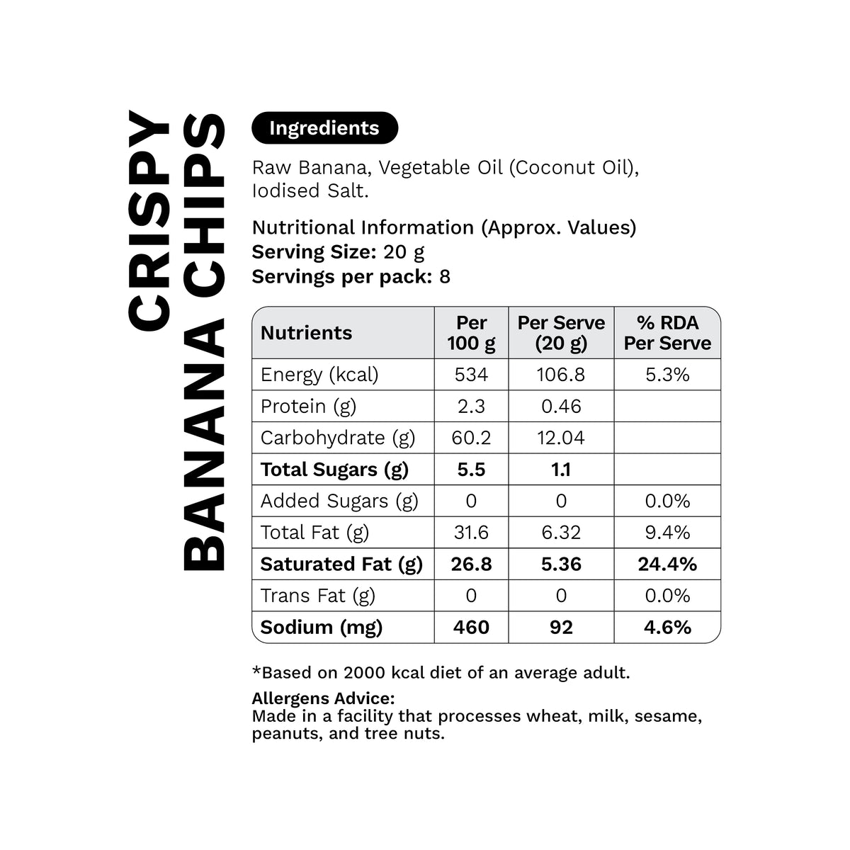 Palakkad Coconut Oil Banana Chips 90g