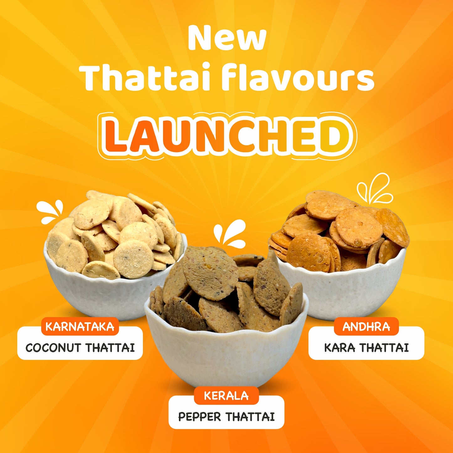 3 States Thattai Combo - Andhra Kara Thattai, Kerala Pepper Thattai, Karnataka Coconut Thattai