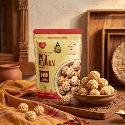Pori Urundai (Jaggery, No White Sugar) (Puffed Rice Jaggery Laddu)