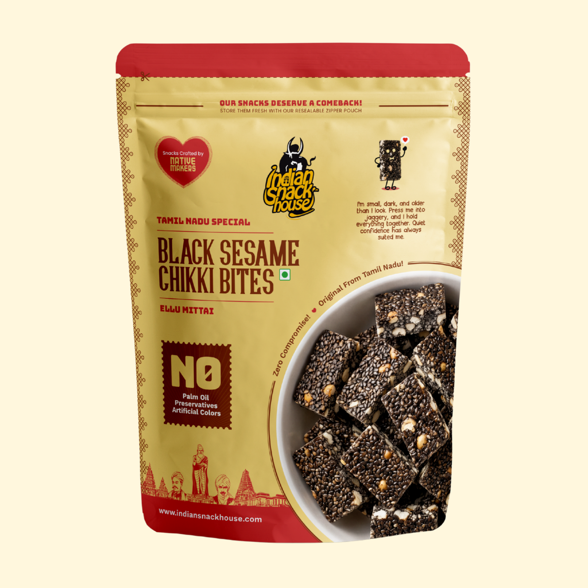 Black Sesame Chikki Bites (Ellu Mittai)