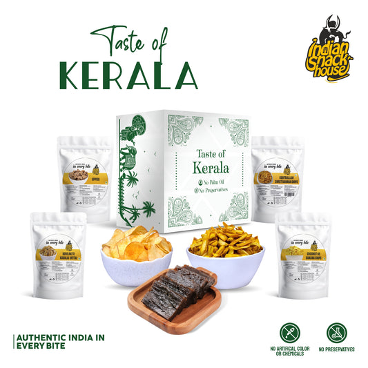Taste of Kerala Premium Gift Box - 7 Iconic Sweets and Snacks of Kerala (100% Authentic & Clean Labelled Quality)