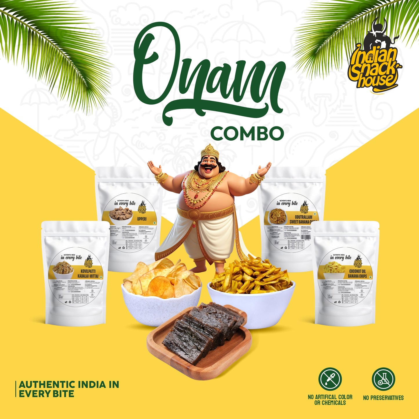 Special Kerala Adipoli Onam Combo - 8 Authentic Kerala Sweets and Snacks Combo (No Palm Oil & No Preservatives)