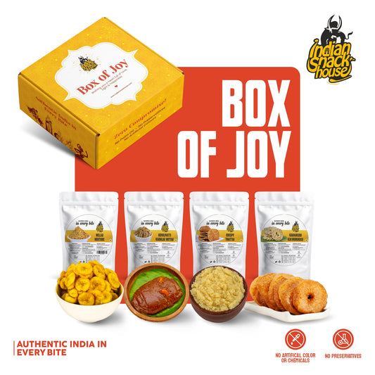 Box Of Joy Diwali Gift Box - 8 Authentic Palm-Oil-Free Delicacies Packed In Beautiful Box of Joy Gift Box - 450g Sweets + 400g Savouries + Gift Box Packaging