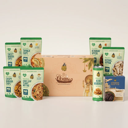 Premium Onam Celebration Box (Elegant Gift Box of 8 Authentic Kerala Delicacies) - No Palm Oil, No Preservatives