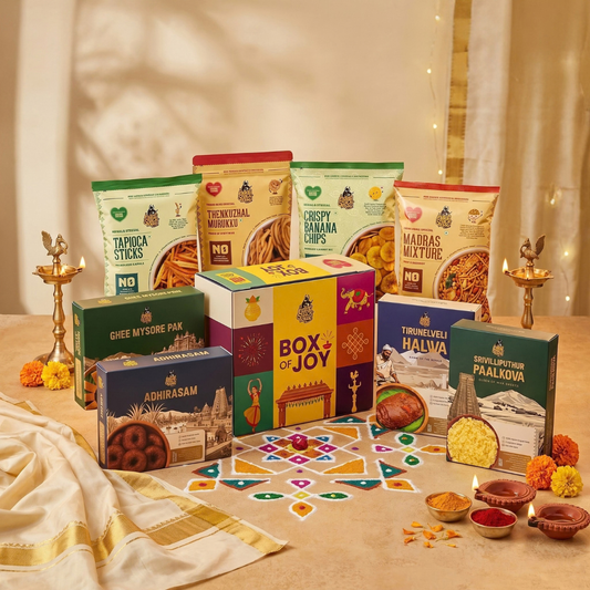 Box of Joy - Hero, (4 Sweets + 4 Savouries) - 727g - Beautiful Box of Joy