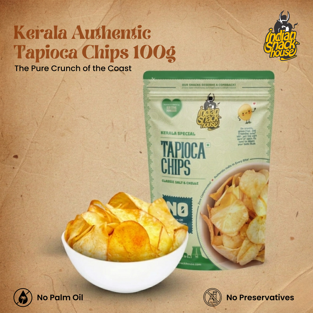 Kerala Authentic Tapioca Chips 100g – Indian Snack House