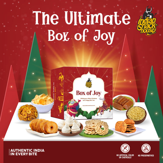 Box Of Joy - Pack of 7 Gift Box - 7 Authentic Christmas Spl South Delicacies Packed In Beautiful Box of Joy Gift Box - 440g of Premium Sweets + 290g of Crunchy Savouries