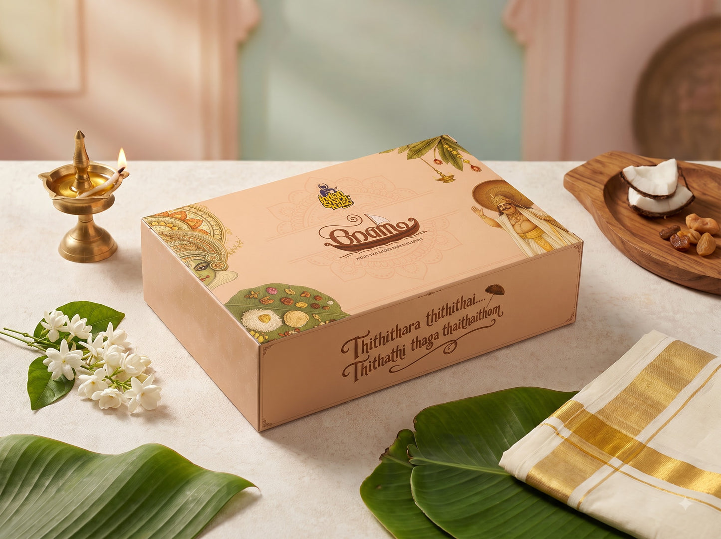 Premium Onam Celebration Box (Elegant Gift Box of 8 Authentic Kerala Delicacies) - No Palm Oil, No Preservatives
