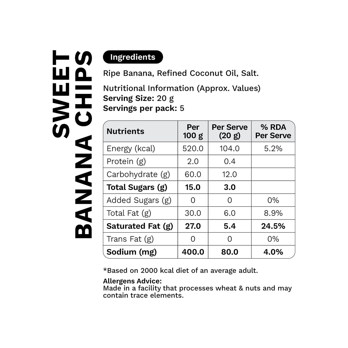 Kerala Spl Sweet (Ripe) Banana Chips 90g