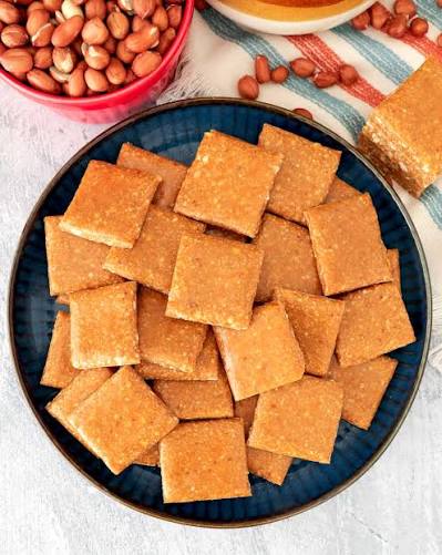 Crushed Peanut Chikki Bites (Koko Mittai - No White Sugar)