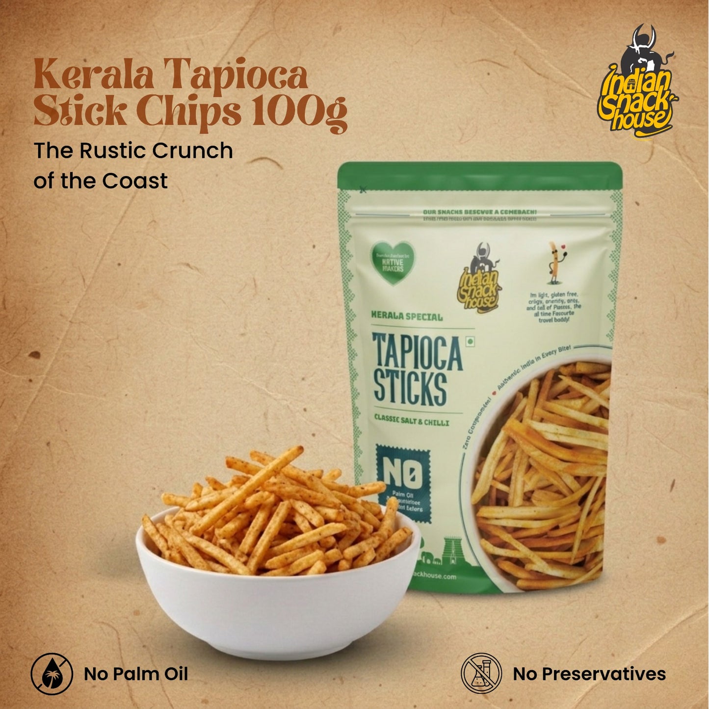 Kerala Tapioca Stick Chips 100g